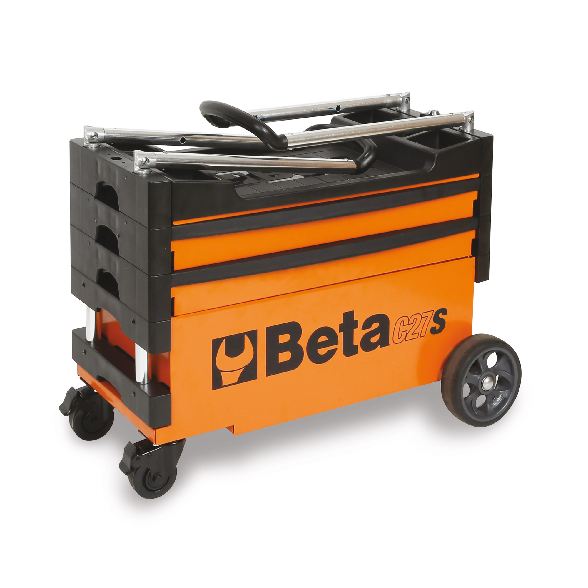 Beta, Collapsible Tool Cart w/Sliding Tool Trays, Width 26.86 in, Height 39.06 in, Color Orange, Model# C27S-O